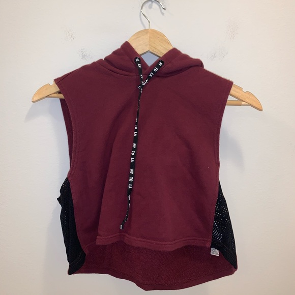 Forever 21 Maroon & Black Sleeveless Hoodie size S - Picture 3 of 11